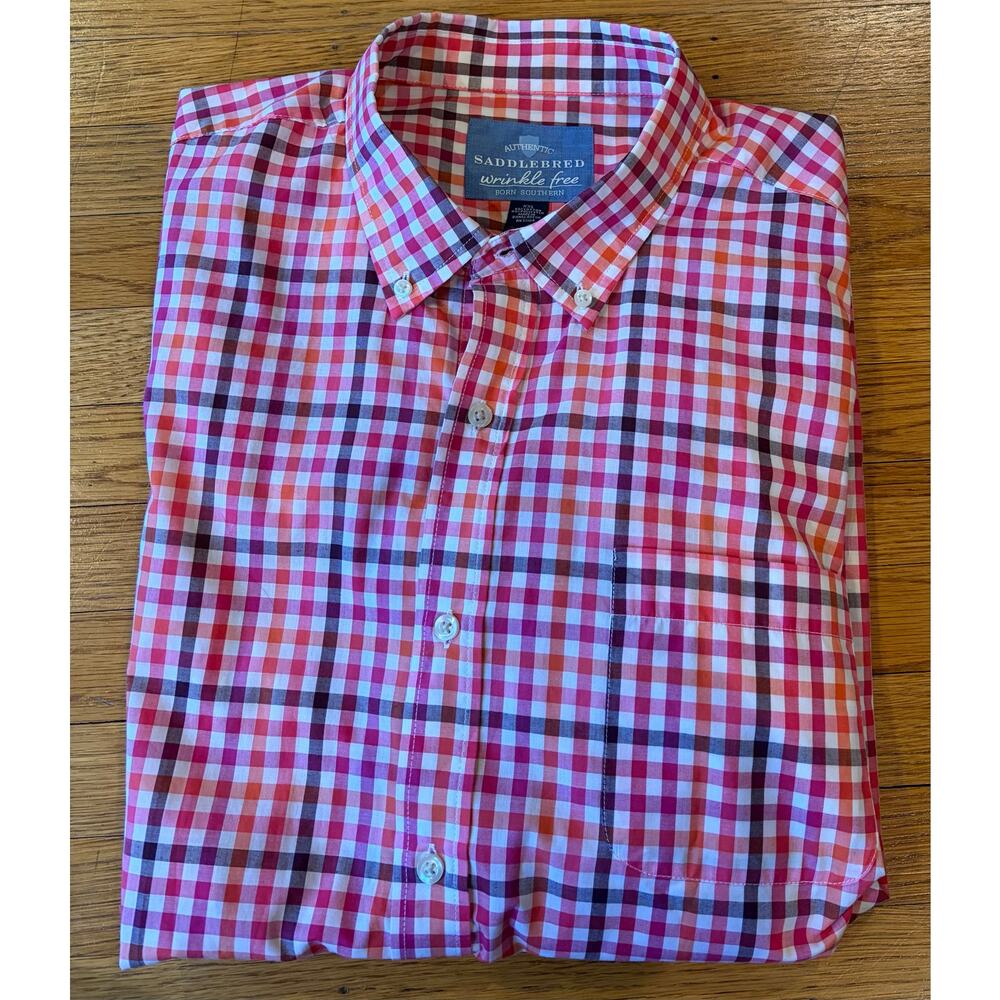 Southern Tide Saddlebred Wrinkle Free Button Down Shirt Plaid Mens 2XL